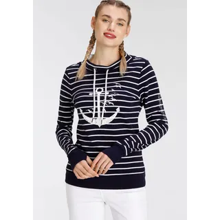 KangaROOS Sweatshirt, Langarm mit Daumenlöchern, figurbetont, Stehkragen mit Kordelzug KangaROOS marine-weiß 44/46 (L)