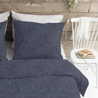 Walra Flanell Bettwäsche Winter Curves Blau 135x200 cm + 80x80 cm - Royalblau