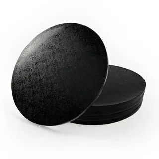Miss Bakery's House® Cake Drum - 12 mm - Ø 30 cm - schwarz - 5 Stück - Kuchenplatte dick - stabil - foliert beschichtet - Kuchen sicher transportieren - Stapel Lagen