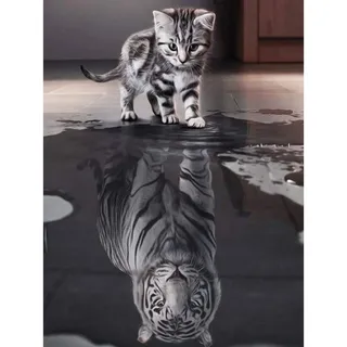 Leikedun Diamant Painting Bilder, Katze/Tiger DIY 5D Diamond Painting Malerei Kits, Malen nach Zahlen Diamant, Arts Craft für Home Wand Decor Gemälde Diamond Dekoration 30x40 cm
