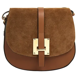 Umhängetasche CLUTY, Damen, Gr. B/H/T: 22cm x 20cm x 6cm onesize, braun (cognac), Leder, beschichtet, Taschen Umhängetasche, echt Leder, Made in Italy