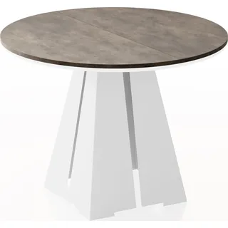 Runder ausziehbarer Esstisch mit weißem Metallgestell - moderner industrieller Tisch für Esszimmer oder Küche - 120 cm bis 200 cm - EU - Chicago Beton