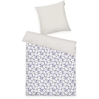 Herding TOM TAILOR Renforcé-Bettwäsche, 80x80 + 135x200 cm, 100% Baumwolle/Renforcé, mit Wendemotiv und farbigem Reißverschluss, FRESH FLOWERS (Soft Lilac & Off White)