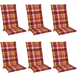 6er Set Beautissu Hochlehner Auflage Sunny 120x50x6cm - Rot