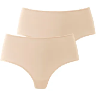 High-Waist-String LASCANA, Damen, Gr. 36/38, beige, Microfaser, Obermaterial: 77% Polyamid, 23% Elasthan, unifarben, körpernah, Unterhosen High-Waist-String, aus weicher und hoch elastischer Microfaser