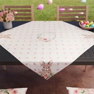 PETTI Artigiani Italiani - Moderner Ostertischlufer im Digitaldruck, 100% Made in Italy, Rosa, Frhlingsmuster, Mikrofaser