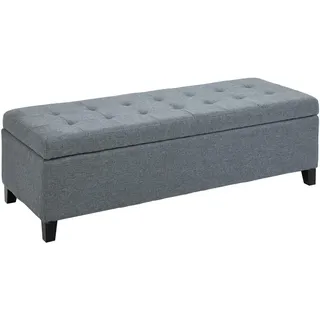 Homcom Truhenbank mit Deckel, Leinenoptik, Grau , Kunststoff , 49x41.5x125 cm , Esszimmer, Bänke, Sitzbänke