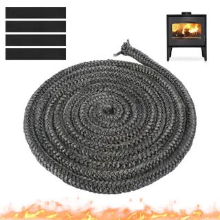 Oaioya Ofendichtband 3M Dichtschnur für Kaminofen hochwertige Kamin Dichtband aus Glasfaser(10mm x 10mm) kamindichtung Feuerfest für Kamintür, Ofentür, Raucher, Rohr und Schornstein