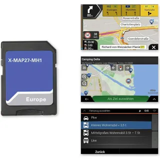 XZENT X-MAP27-MH1 - Micro SD-Karte mit Reisemobil Navigation für XZENT X-427 und X-F270, Karten für Europa, Camping P.O.I. Paket, 1 Jahr kostenfreie Kartenupdates
