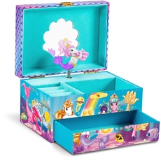 CRAZE Music Box Galupy Mermaid | Spieluhr mit Melodie, Mädchen Schmuckkästchen mit Meerjungfrau-Grafik, Schublade & Spiegel