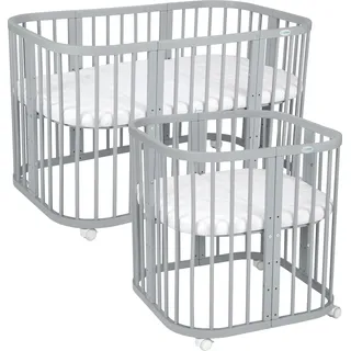 Waldin 7-in-1 Kinderbett mit Matratze, Grau - Grau