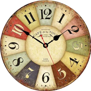 VIKMARI 20 cm Kleine Wanduhr Holz Vintage Küchenuhr Lautlos Große Zahlen | Kleine dekorative Wanduhr für Küche & Schlafzimmer, MDF Holz Design mit gut lesbaren arabischen Zahlen