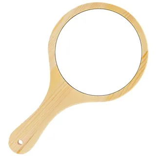 Pamtns Holz Handspiegel mit Griff Rund 14.6CM Handspiegel | Holz Handspiegel Groß für Schminktisch Schlafzimmer Bad Büro, Schminkspiegel für Handheld, Zuhause, Reisenutzung