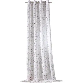 WECKBRODT Vorhang »Mila« Ösen 1 Stk. tlg. Leinen-Optik, transparent, mit floralem Digitaldruck, Gardine, Store rosa