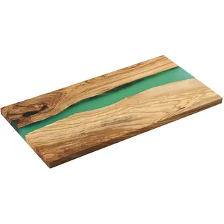 Zassenhaus Servierbrett grün aus Olivenholz & Harz, 45 x 22 x 1,5 cm, handgefertigtes Premium-Brett mit einzigartigem Design, ideal für stilvolles Servieren und Präsentieren von Speisen