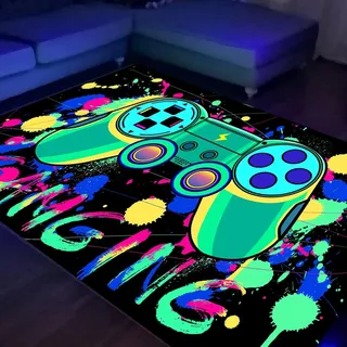 HOLAVIDA 3D Vortex Illusion Teppich, Schwarzlicht-UV-reaktiver Bereichsteppich, rutschfeste Fluoreszierende Spielbodenmatte, Leuchtend im Dunkeln Kinder-Spielterraum-Dekor 180x120cm