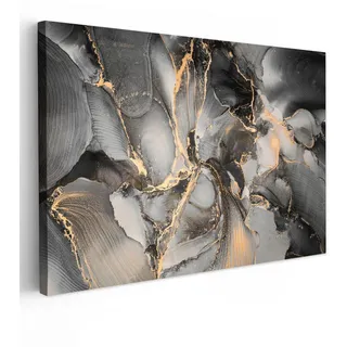 MuchoWow Leinwandbild Grau - Luxus - Gold - Marmor XXL 150x100 cm , Dunkelgrau , Textil , Kiefer , Rechteckig , 150x100 cm , FSC 100% , gerahmt , Bilder & Rahmen, Bilder, Leinwandbilder