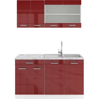 Vicco Küchenzeile R-Line 140 cm Rot Hochglanz