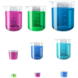 9 Stücke Messbecher Set Messbecher klein 10ml 15ml 20ml 30ml 50ml 100ml 150ml 200ml 500ml Messbecher Doppelseitige Skala Klar und präzise Hitzebeständige Präzision Meßbecher