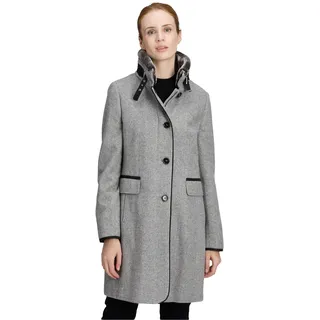 Gil Bret Wollmantel mit Wolle, Stehkragen und Knopfleiste, silberfarben