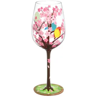 NymphFable Kirschblüten Rotweingläser 15oz Weinglas Handbemalt Personalisiert Geburtstagsgeschenke für Frau Freundin