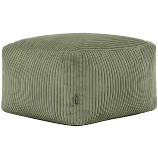 I.C.O.N. Icon Amara Hocker, Salbeigrün, Flauschiger Cord Stoff, Sitzsack Cord, Sitzpuff, Pouf Hocker mit Füllung, Fußhocker für das Wohnzimmer, Deko Wohnzimmer