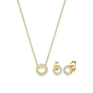 Elli DIAMONDS Kette Ohrstecker Diamant(0.215 ct.)375 Gelbgold Schmuck-Set Damen