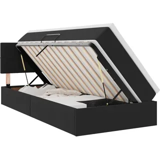 vidaXL Aufbewahrungsbett mit Kopfteil Schwarz 90 x 200 cm Samt - Schwarz