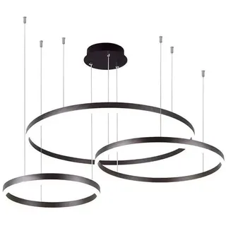 HONY-LIGHT Dimmbar Pendellampe Modern Creative 3-Ring Pendelleuchte Acryl Lampenschirm Hängelampe Mit Fernbedienung, Arbeitszimmer Hängelampe Esstischlampe Schlafzimmer Lampe Wohnzimmer Lampe,Schwarz