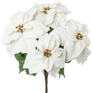 Winterliche Kunstpflanze CREATIV DECO "Weihnachtsdeko", weiß, H:63cm, Kunststoff, Polyester, Kunstpflanzen, Winterliche Kunstpflanze, Samt-Ausführung