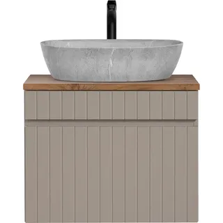 Waschtisch Unterschrank 60 cm Waschbecken Beton Optik IRAKLIO-56-CASHMERE Kaschmir Eiche Nb. B/H/T ca. 60,4/62/46 cm - Beige