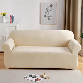 PETCUTE Sofabezüge Elastische 2 Sitzer Sofabezüge Dicke couchbezug Sofa Überwürfe Sofahusse Beige