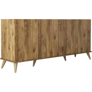 Kommode Circini, Wohnzimmerbuffet, Wohnzimmer-Sideboard, Moderne Küchen-Speisekammer, 180x45 h81 cm, Nussbaum - Braun
