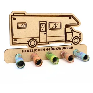 ZUKLA kleine Verpackung für Geldgeschenk Reise Geldgeschenk Camper - Geschenk für Camper Wohnmobil - Wohnwagen Spardose - Reisegutschein Geschenk Verpackung - Handmade