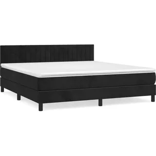 vidaXL Boxspringbett mit Matratze Schwarz 160x200 cm Samt - Schwarz