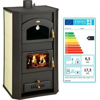 Wasserführender Kaminofen mit Backfach Prity FG W20 BImSchVII 17.3 + 6.5 kw - Schwarz