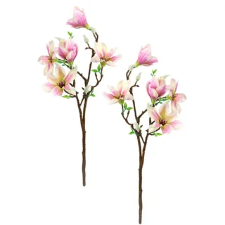 Künstlicher Magnolienzweig Kunstblume Magnolie Bündel Kunstpflanze Zweig Raumdeko Zarte Frühlingsdeko Dekozweig Ast Einzelblume Knospen Blüten Hochzeit Bouquet Decor Seidenblumen Kunstblume Kunstzweig