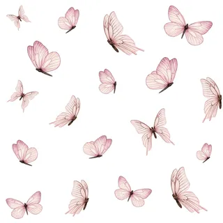 Wandaufkleber Set 18 Schmetterlinge auf 3 Din A4 Bögen Wandsticker für Kinderzimmer Wohnzimmer Deko Aufkleber Wandtattoo selbstklebend Y060 (Nr. 2 Rosa)