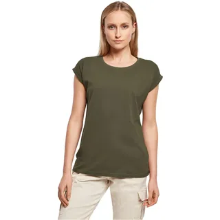 Build Your Brand Damen T-Shirt Ladies Extended Shoulder Tee, lang geschnittenes T-Shirt für Frauen, Baumwolle, Olive, XXL