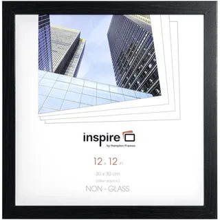 Hampton Frames | Bilderrahmen Oxford OXF1212NGX | 30x30 cm, Schwarz, MDF, Plexiglas | Quadratisch, Wandmontage, Holzoptik | Für Fotos, Urkunden, Dokumente