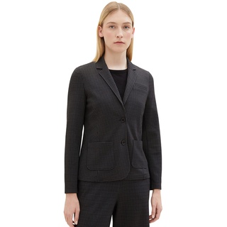 TOM TAILOR Damen 1038711 Blazer mit Karomuster, 33237-grey Black Tiny ck Check, XL