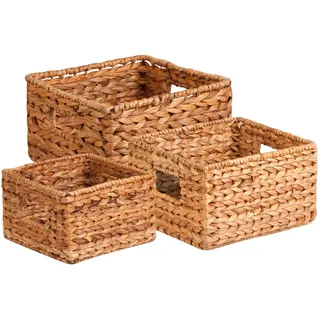 Honey-Can-Do Aufbewahrungskorb gewebt aus Wasserhyazinthe mit Griffen 3 x 3-Pack 37 x 22 x 20 cm natur