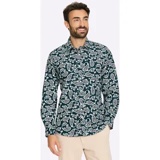 Langarmhemd MARCO DONATI, Herren, Gr. 45/46, Normalgrößen, weiß, kirsche, bedruckt, 100% Baumwolle, Paisley, gemustert, körpernah, Hemden Langarmhemd