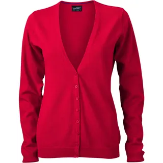 James & Nicholson Damen Jacke V-Neck Cardigan, Red, L, JN660 rd
