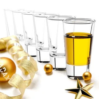 KADAX Schnapsgläser, 6er Set, 28ml, Shotgläser für Alkohol, Brand, Shot, Vodka, Party, Kurze Gläser, Sambuca, Pinnchen (Transparent)