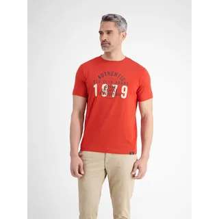 LERROS T-Shirt »LERROS Unifarbenes T-Shirt mit Print«, rot
