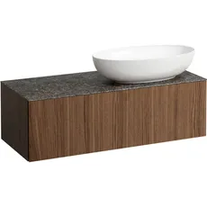 Laufen Il Bagno Alessi Schubladenelement, 1 Hahnloch, Steinplatte Marrone Naturale, Ausschnitt rechts, 120x50x37cm, zu WT-Schale H81897 7, H432319097, Farbe: Noce Canaletto