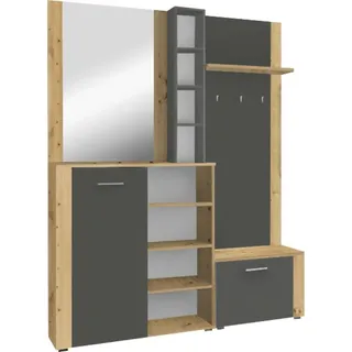 Kondela Garderobe Fandu - Eiche Artisan / Graphit - Naturbelassen