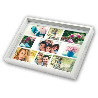 ZEP Photo Tray white 45x35 Holz Fototablett 9 Bilder W006