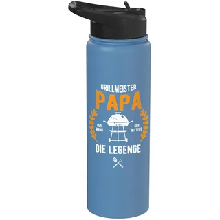 Grillmeister Papa Der Mann Mythos Legende BBQ Smoker Vater Stainless Steel Insulated Water Bottle